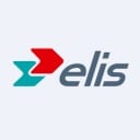 Identité visuelle et logo Elis : hygiène et textile Logo Elis composé d'une flèche bleue et une rouge entrelacées suivies du nom de la marque en lettres grises.